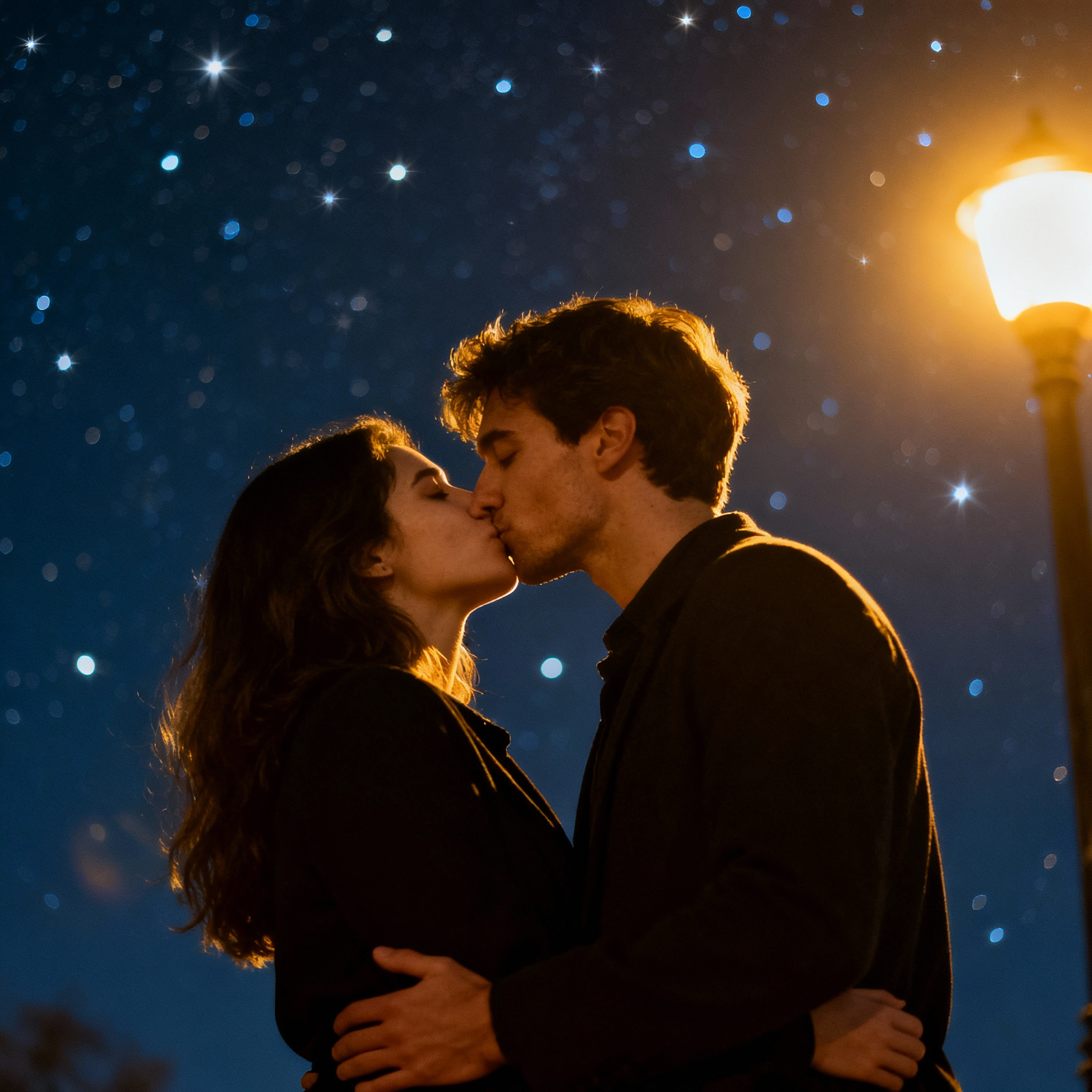 couple kissing under the stars